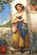 William Knight Keeling Tamburine Girl. France oil painting artist